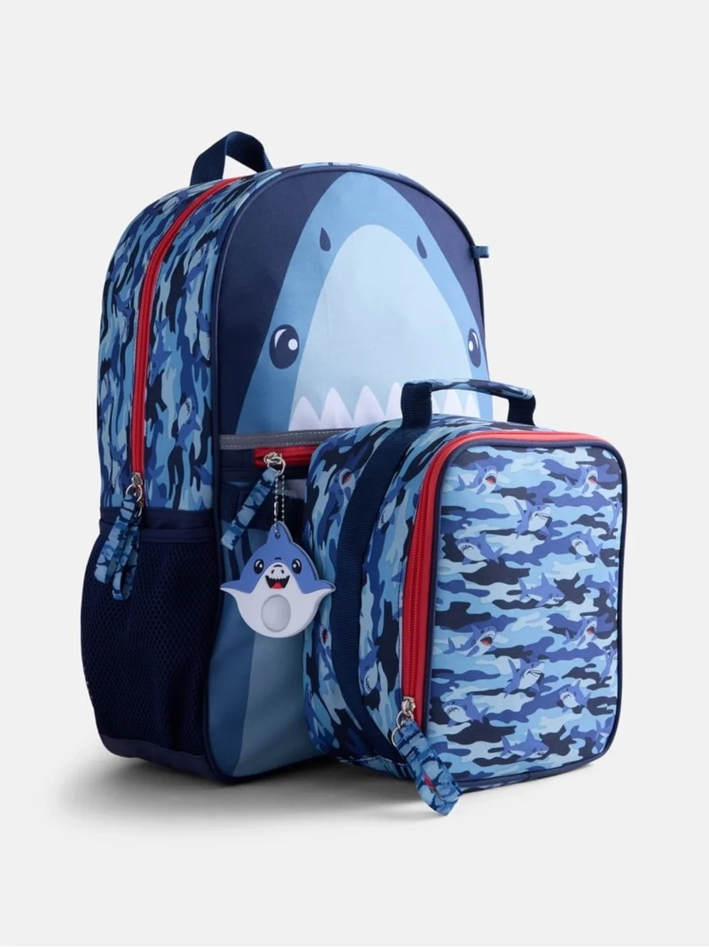 Kids Shark Backpack Lunchbox and Pencil Case Set - Blue W